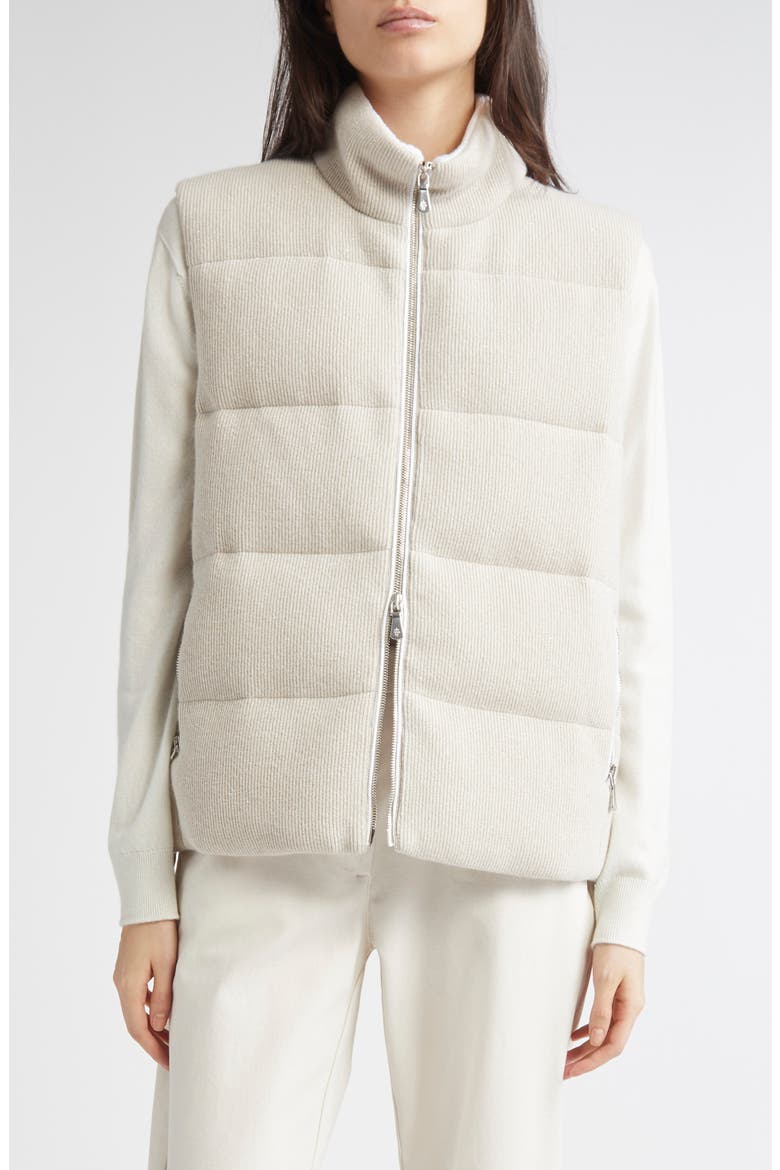 Sparkle Quilted Down Vest, Main, color, OFF WHITE