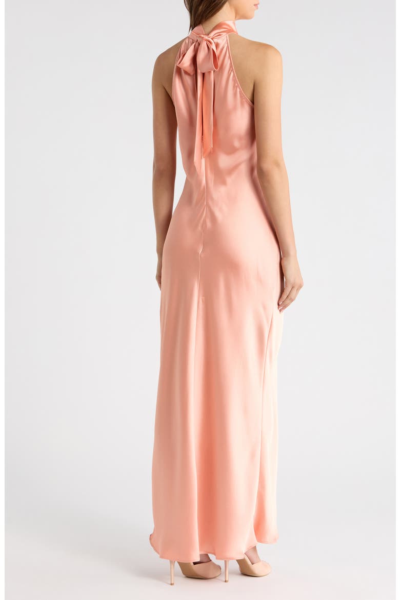 Lara Satin Bias Cut Maxi Dress, Alternate, color, APRICOT GELATO