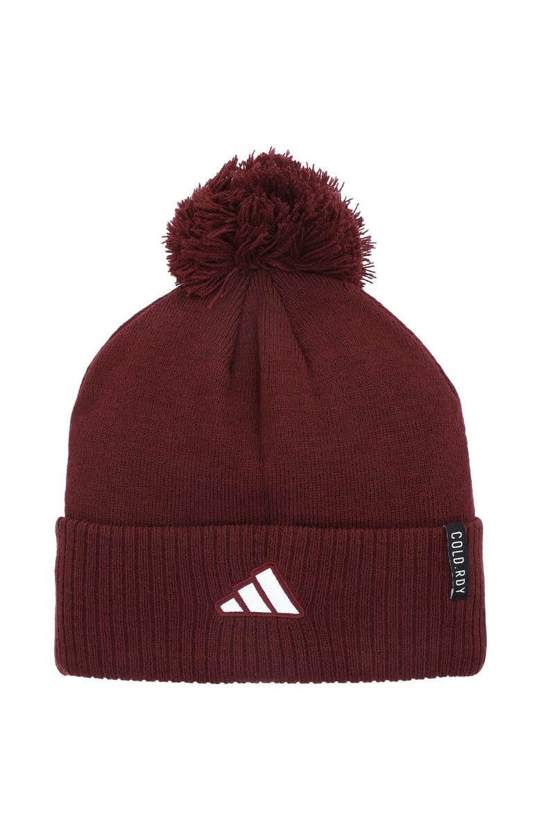adidas Men's adidas Maroon Mississippi State Bulldogs 2023 Sideline COLD.RDY Cuffed Knit Hat with Pom, Alternate, color, Maroon