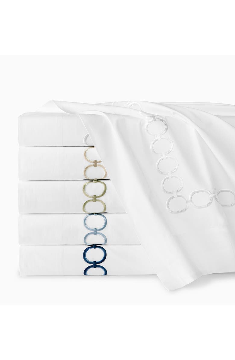 SFERRA Catena Flat Sheet, Alternate, color, White/ Sand