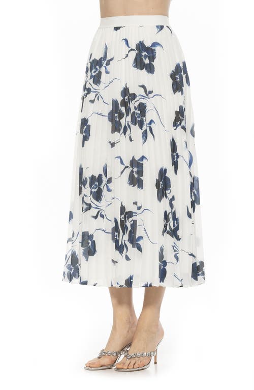 Alexia Admor Kesia Midi Chiffon Pleated Skirt In Ivory Floral