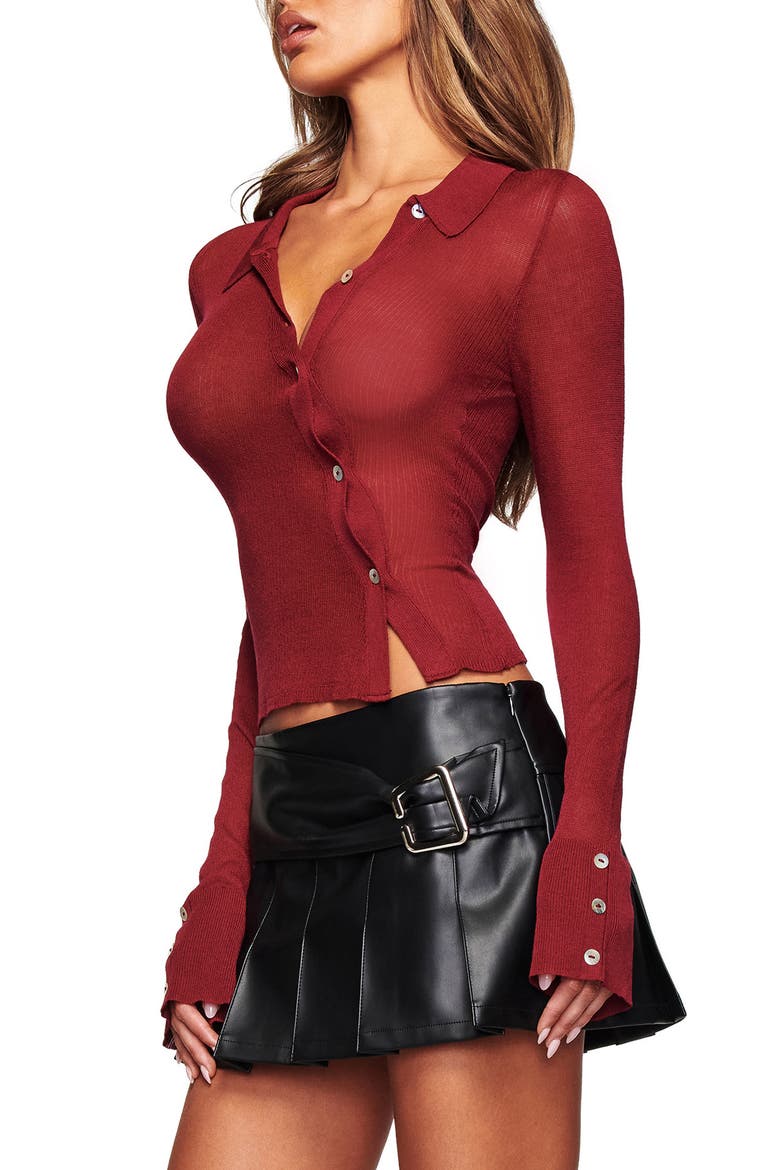 Davina Asymmetrical Rib Knit Top, Alternate, color, WINE RED