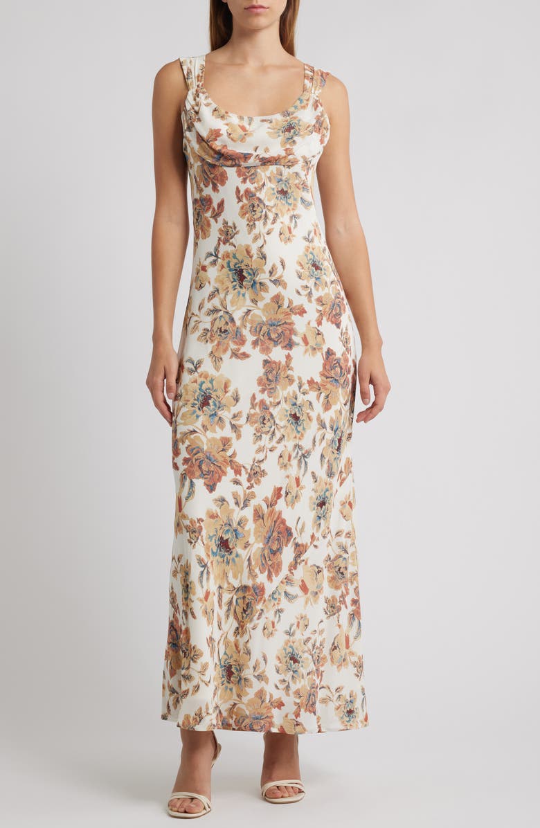 WAYF Lena Floral Cocktail Slipdress, Main, color, Ivory Paisley