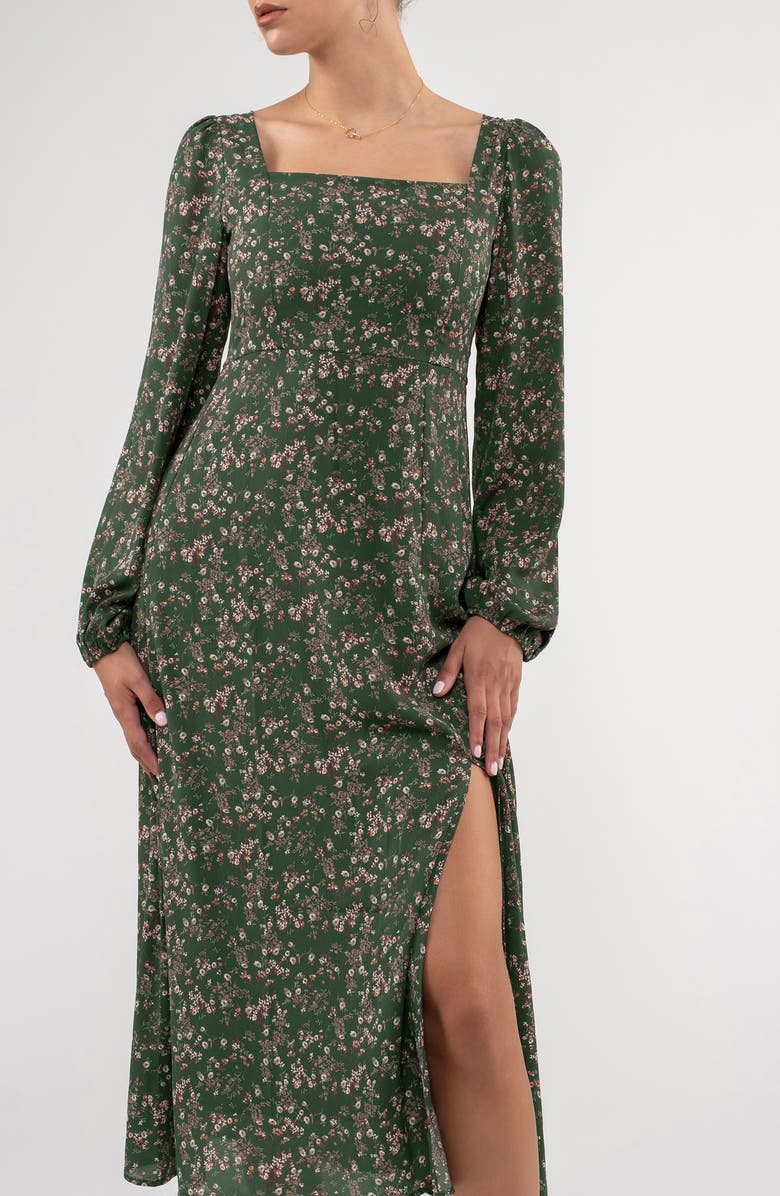 AUGUST SKY Floral Long Sleeve Midi Dress, Alternate, color, 