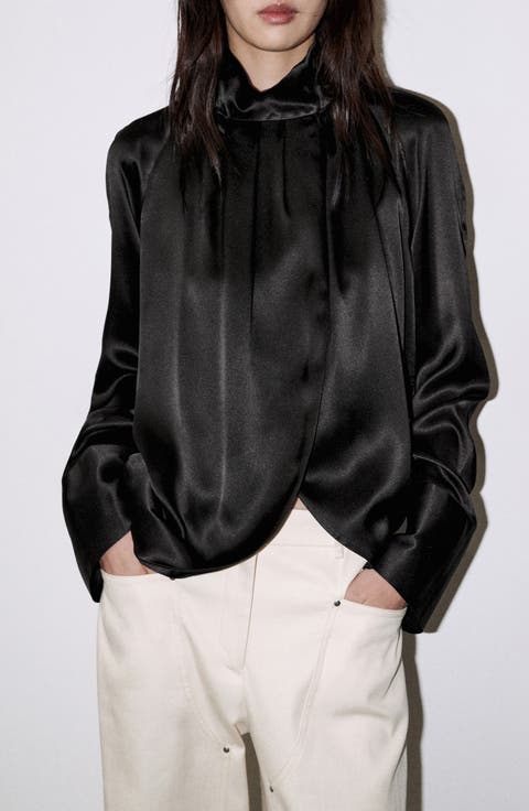 Silk High Neck Tulip Top