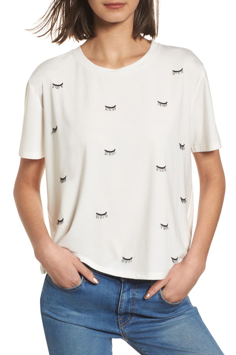 Embroidered Eyelash Tee, Main, color, OFF WHITE