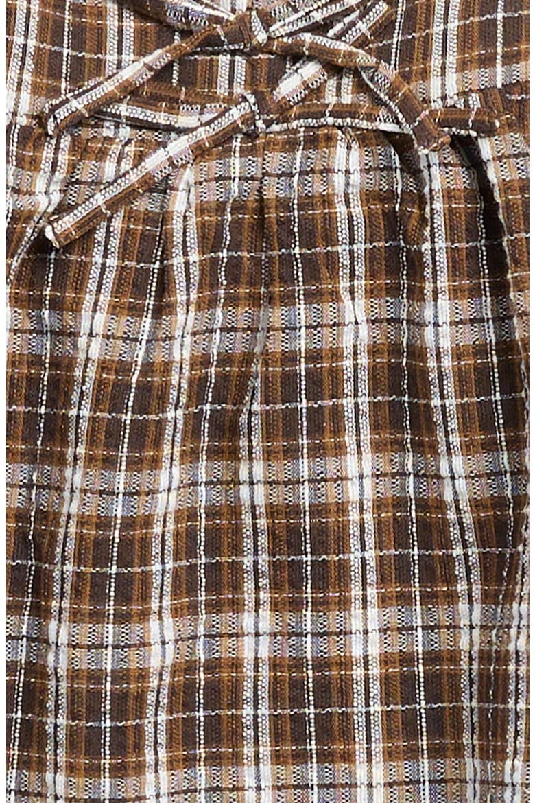 Kids' Plaid Ruffle Top, Alternate, color, BROWN