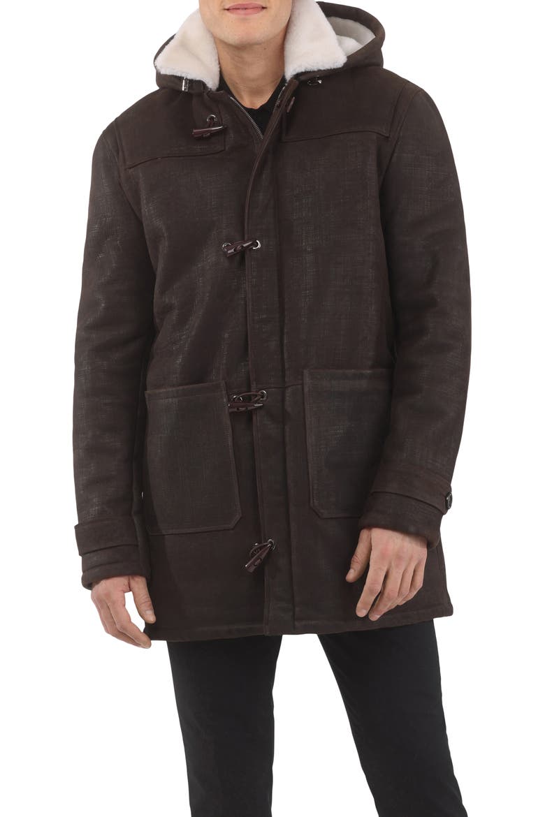 Men's Genuine Shearling Parka, Main, color, Brown Pattern/White