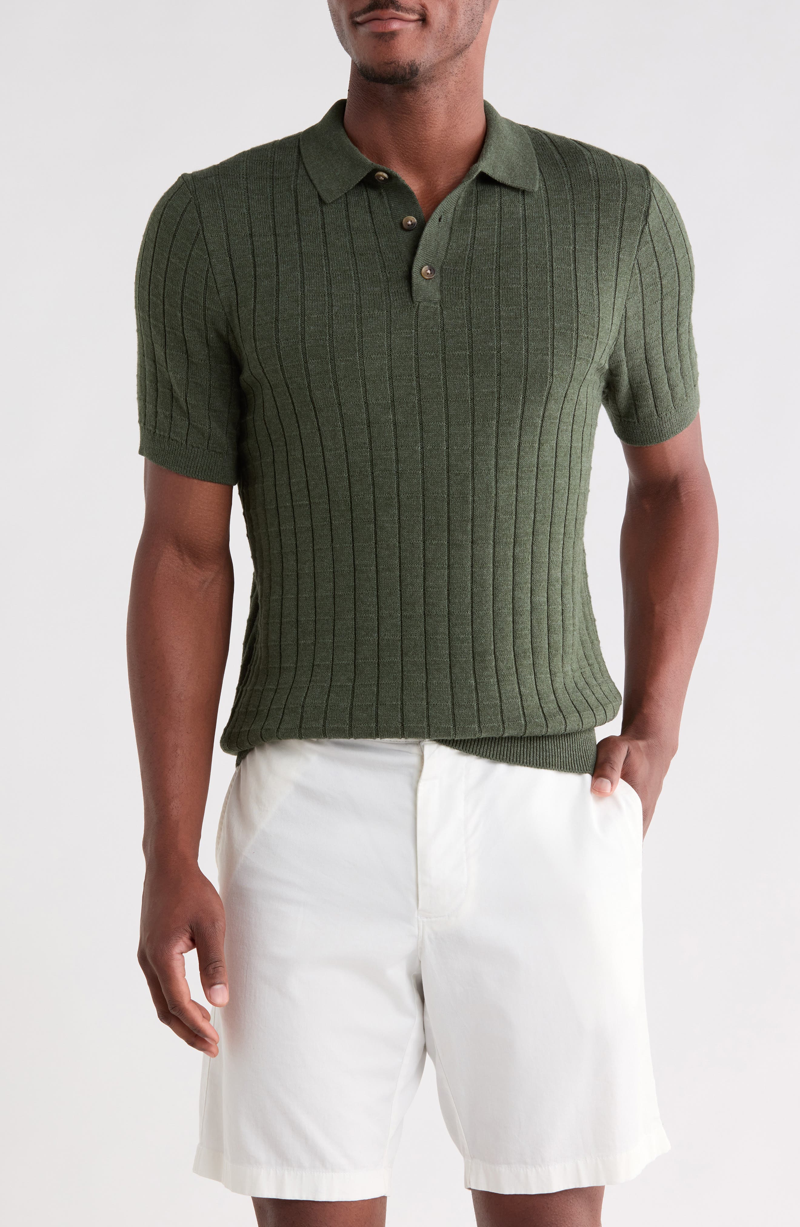 Short Sleeve Grid Sweater Knit Polo