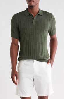 Short Sleeve Grid Sweater Knit Polo