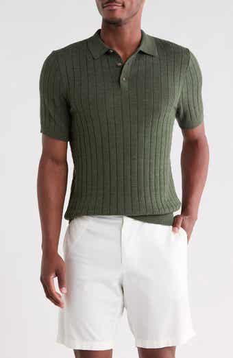 Short Sleeve Grid Sweater Knit Polo