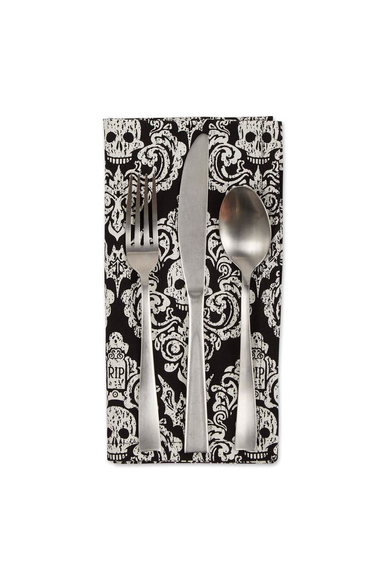 Hallowen Print Napkin Set/6, Alternate, color, Graveyard Damask