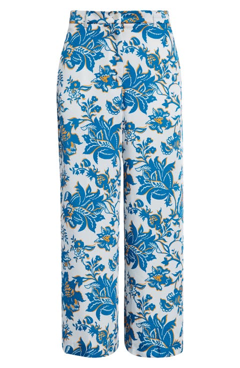 Floral Print Crop Wide Leg Pants