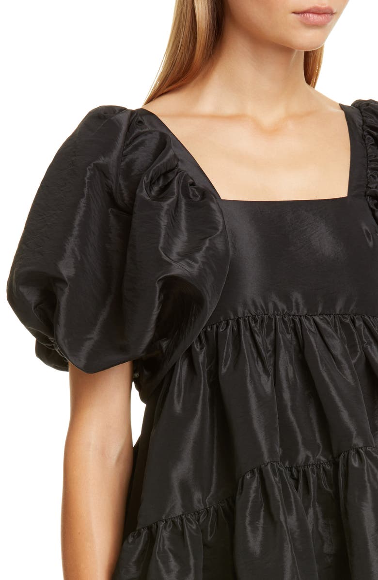 Cecilie Bahnsen Ami Velvet Bow Faille Babydoll Minidress, Alternate, color,