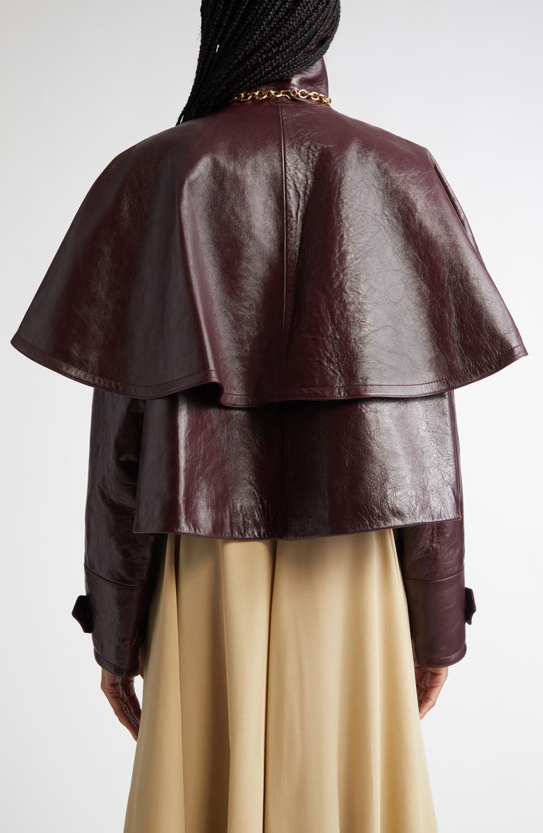 Chloé Glossy Lambskin Leather Jacket, Alternate, color, 