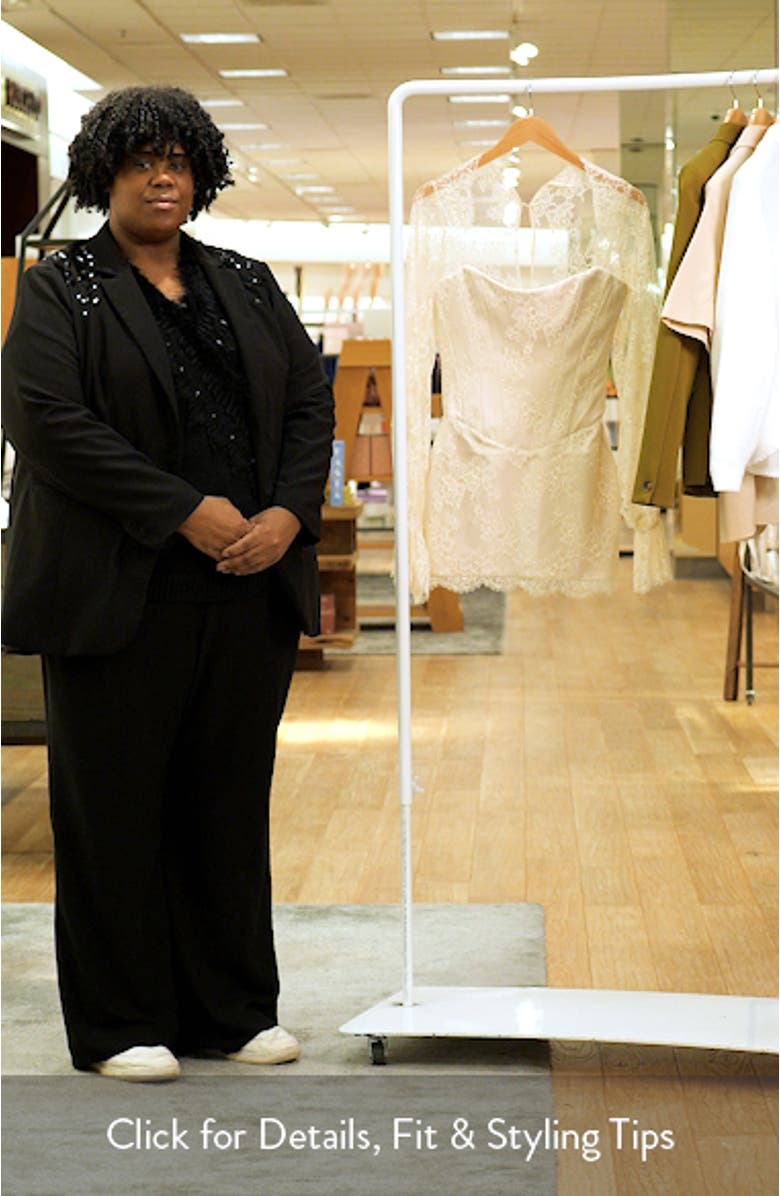 Aliana Lace Overlay Long Sleeve Cocktail Minidress, sales video thumbnail