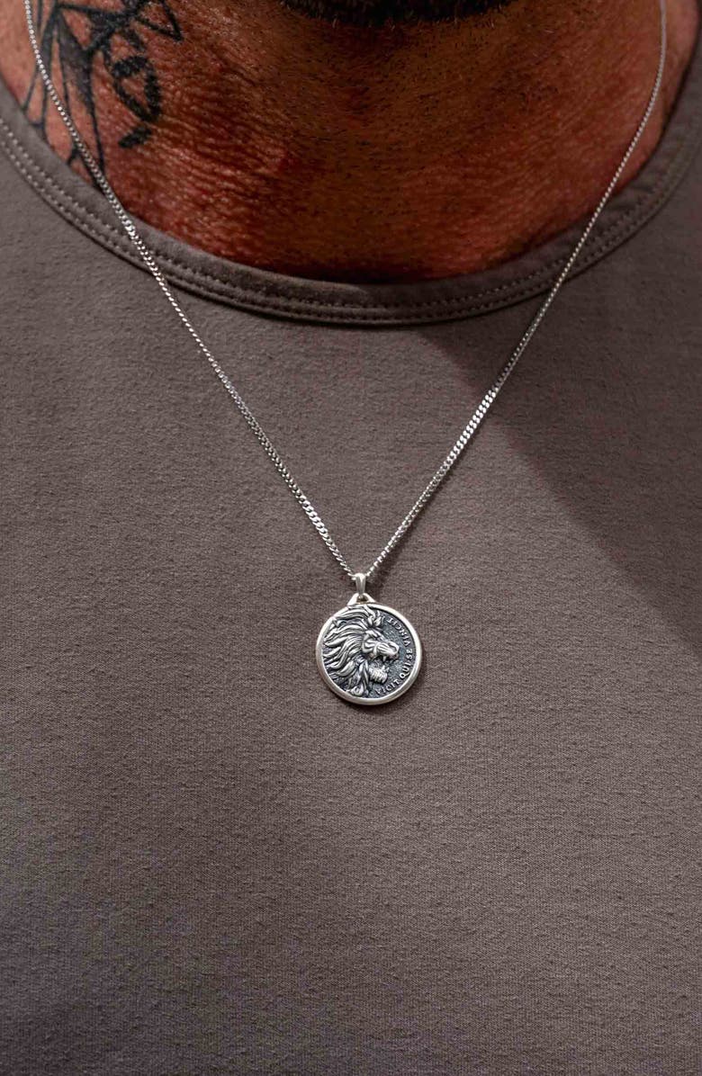 Vincero Men's Lion Pendant Necklace, Alternate, color, Silver