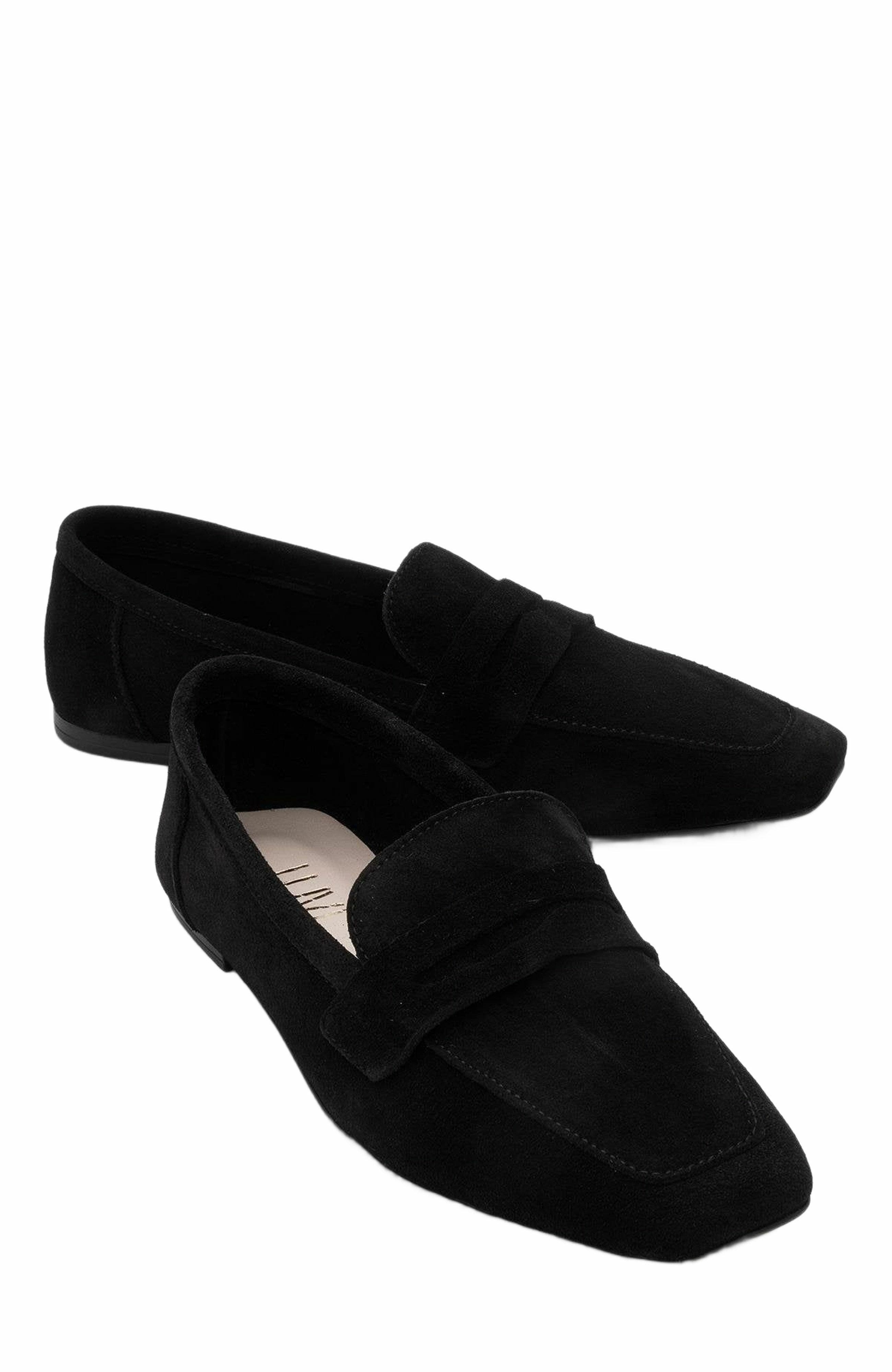 Forever & Always Shoes Morne Leather Loafers, Main, color, Black Suede Leather