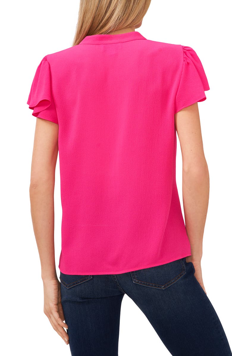 CeCe Flutter Sleeve V-Neck Top, Alternate, color, Bright Rose