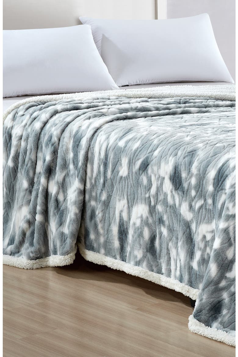 Alaska Faux Fur Blanket, Alternate, color, GREY