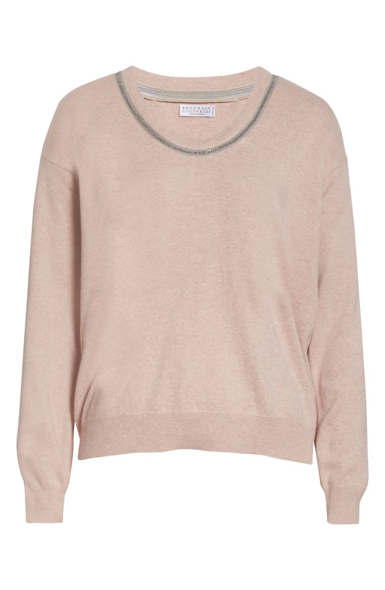 Brunello Cucinelli Monili Inset Cashmere Sweater, Alternate, color, 