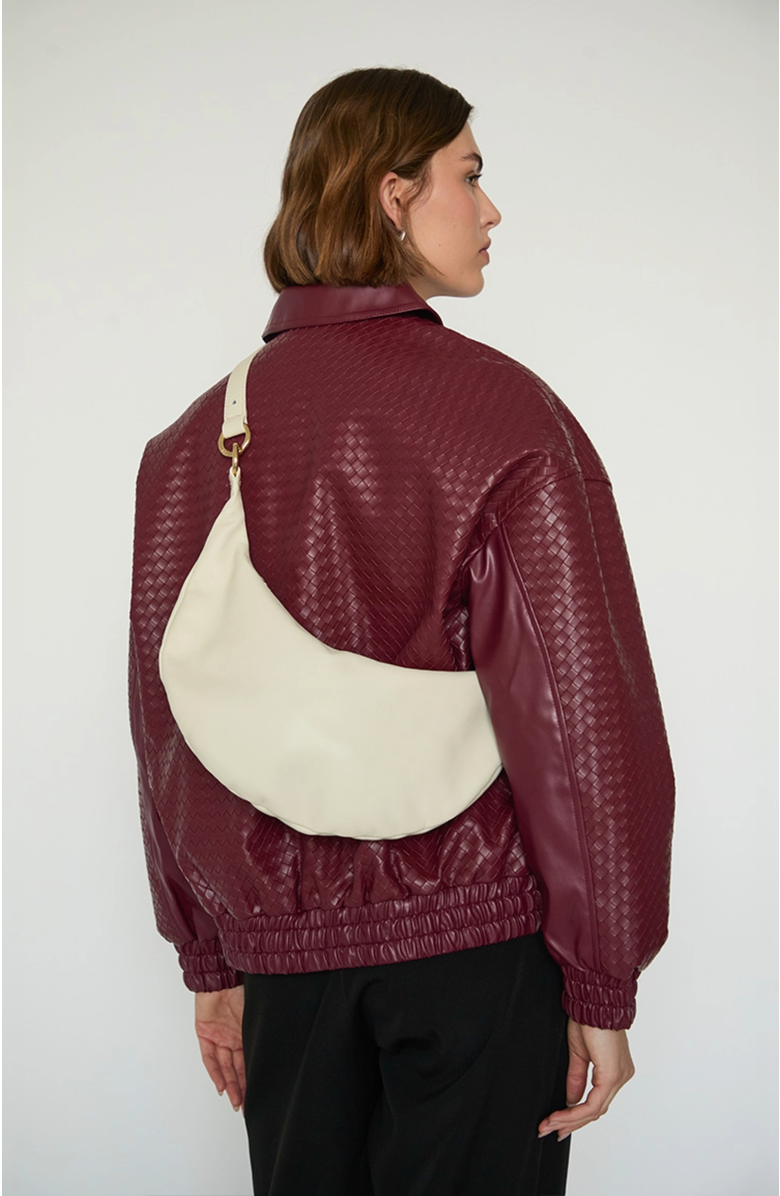 HYER GOODS Leather Convertible Hobo Crescent Ring Bag, Alternate, color, Off-White