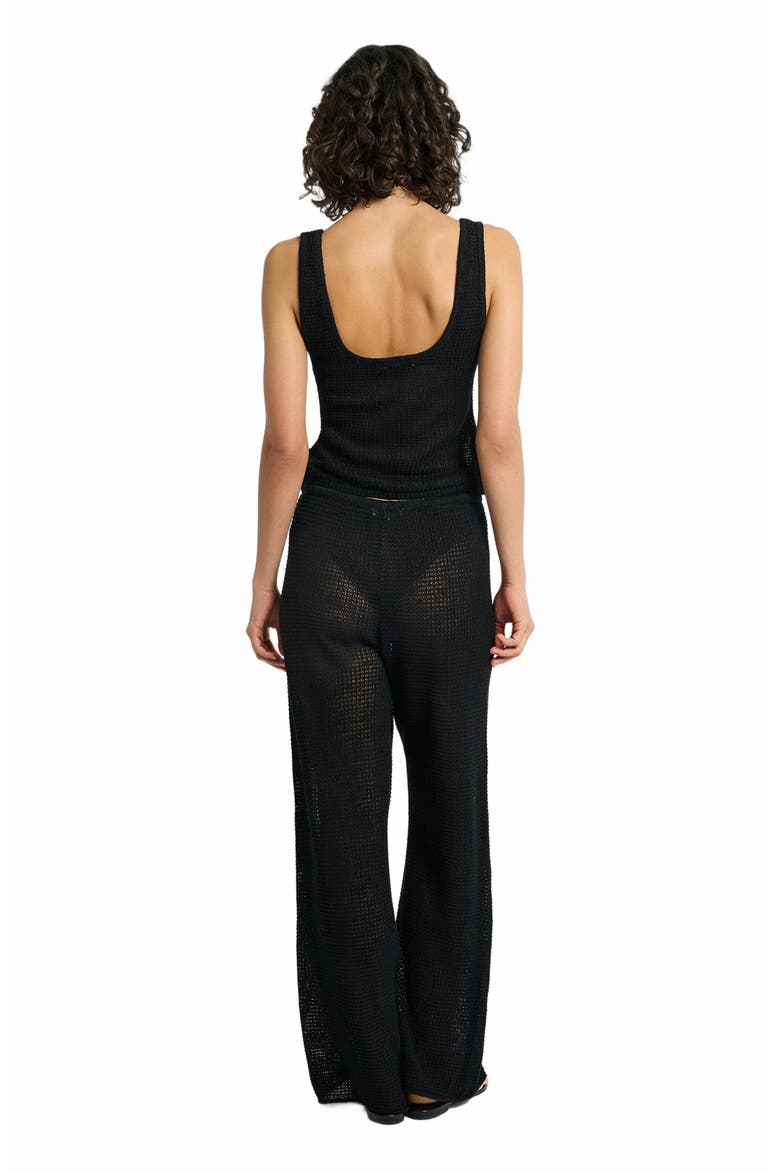 Linen Knit Square Neck Tank, Alternate, color, BLACK