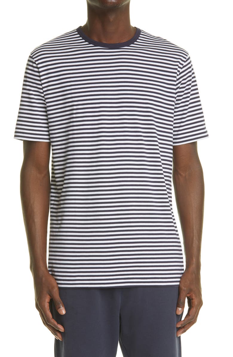 Sunspel Stripe T-Shirt, Main, color, White/ Navy