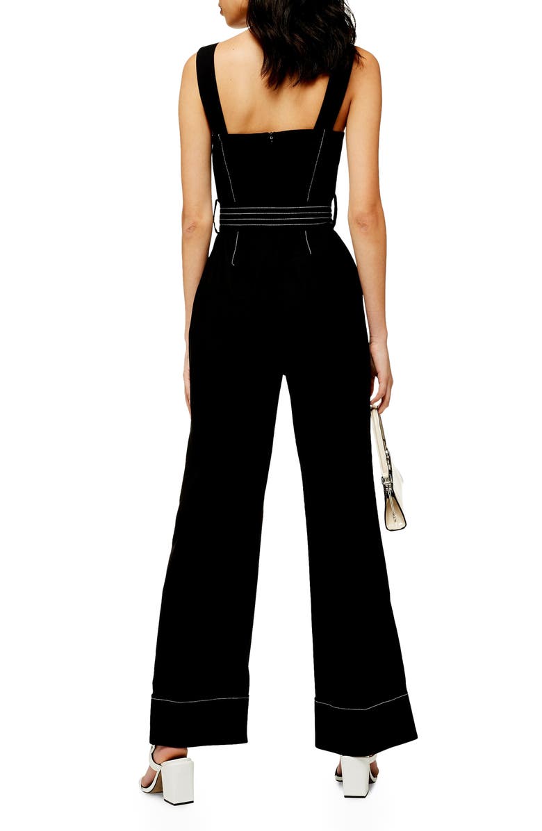 Topshop Topstitch Utility Sleeveless Jumpsuit, Alternate, color, 