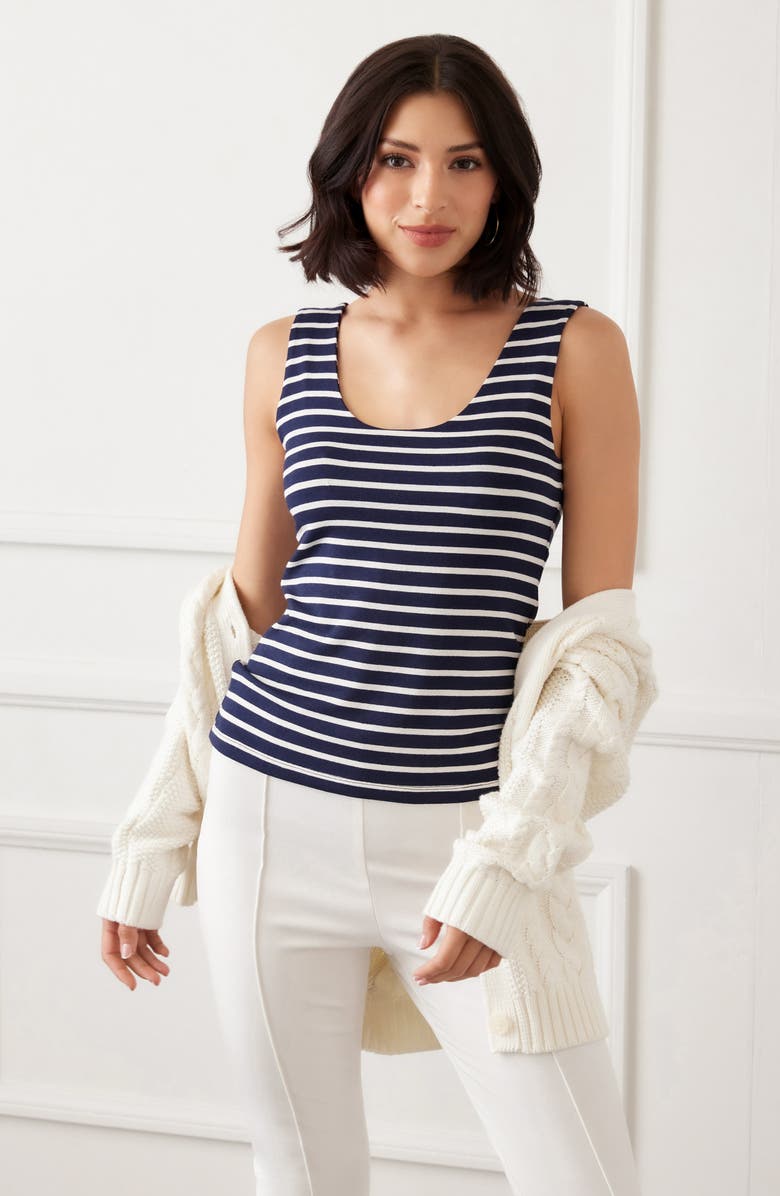 Karen Kane Stripe Scoop Neck Tank, Alternate, color, Stripe