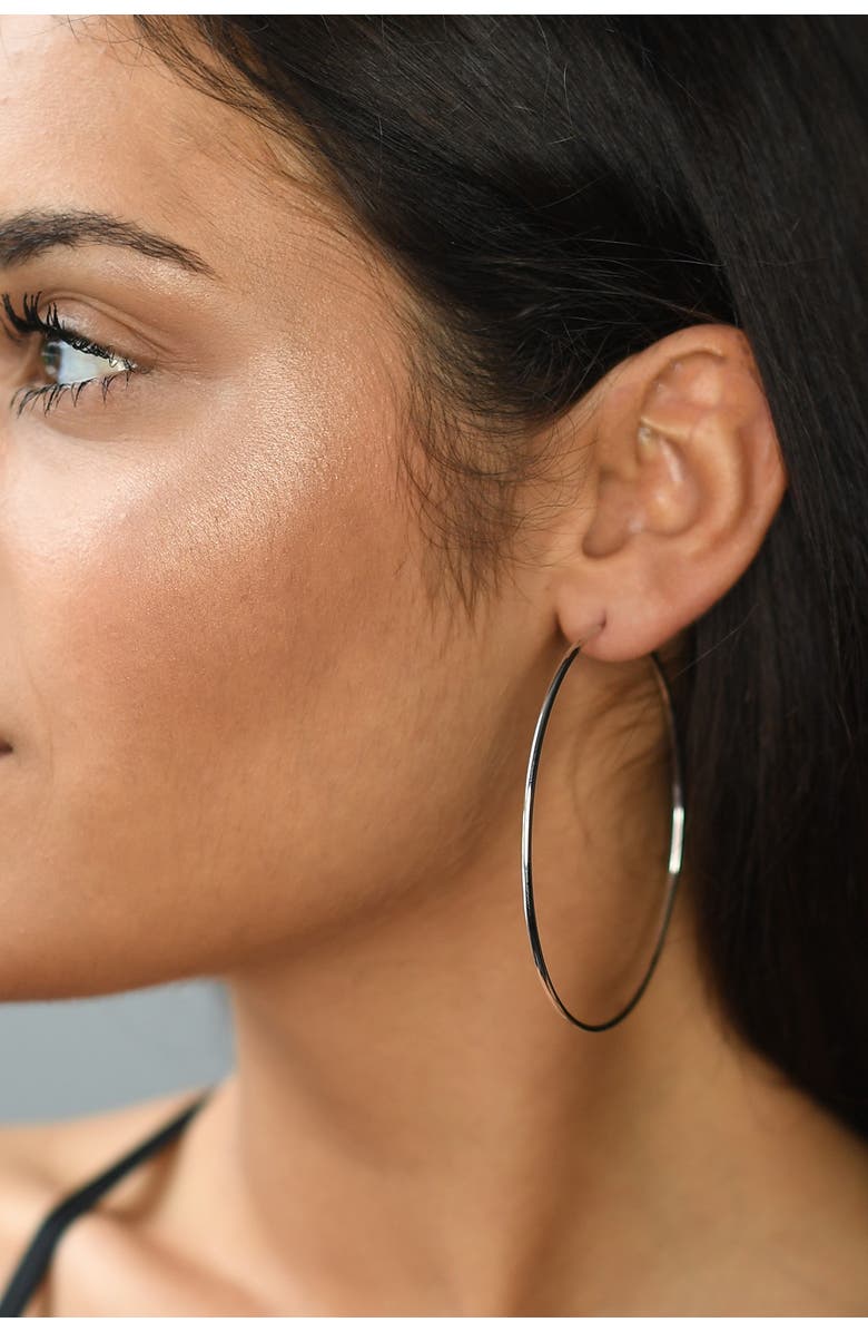 Sterling Forever 68mm Shiny Finish Hoop Earrings, Alternate, color, 