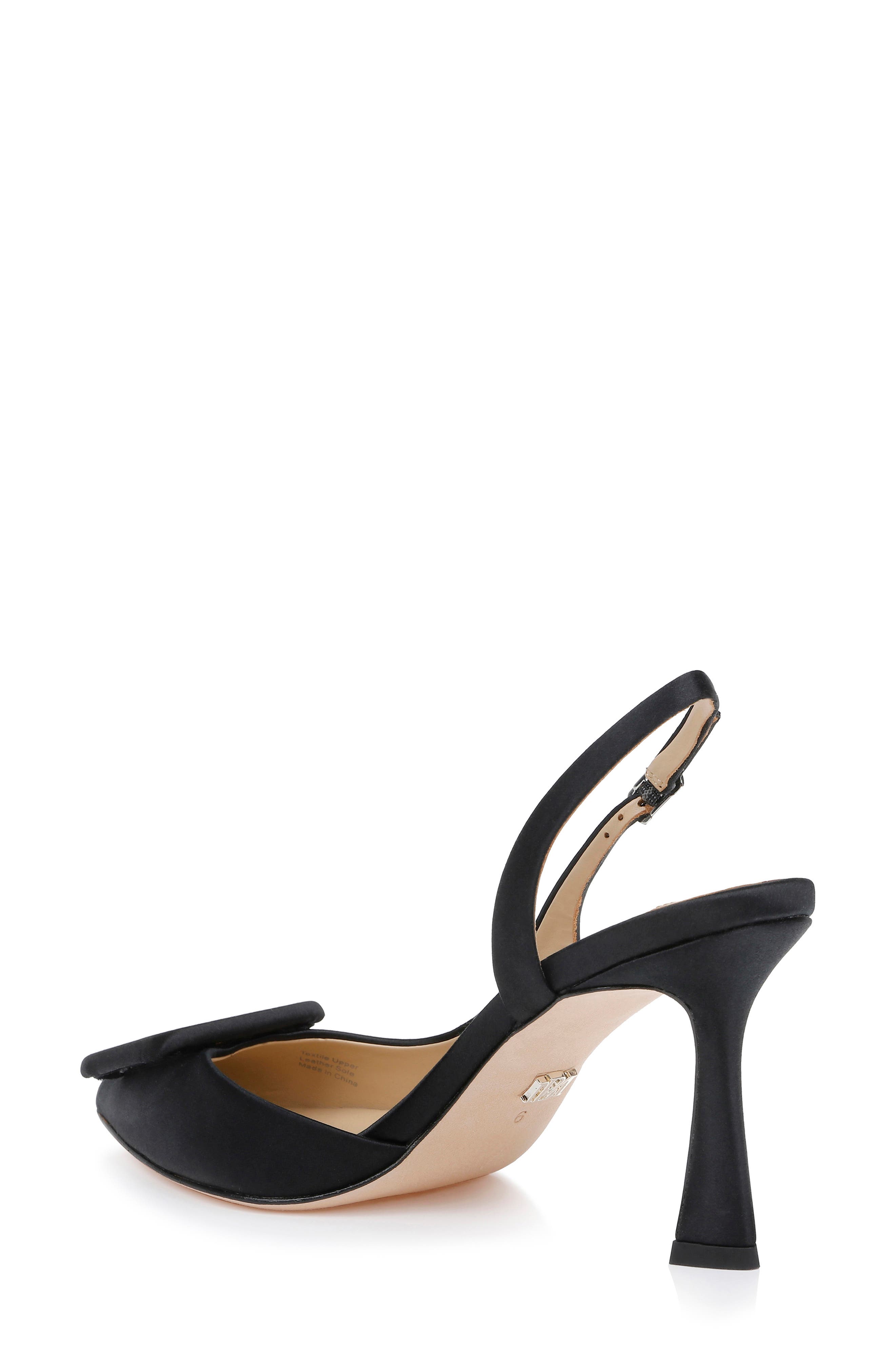 Badgley Mischka Collection Graciella Slingback Half d'Orsay Pointed Toe Pump, Alternate, color, Black Satin