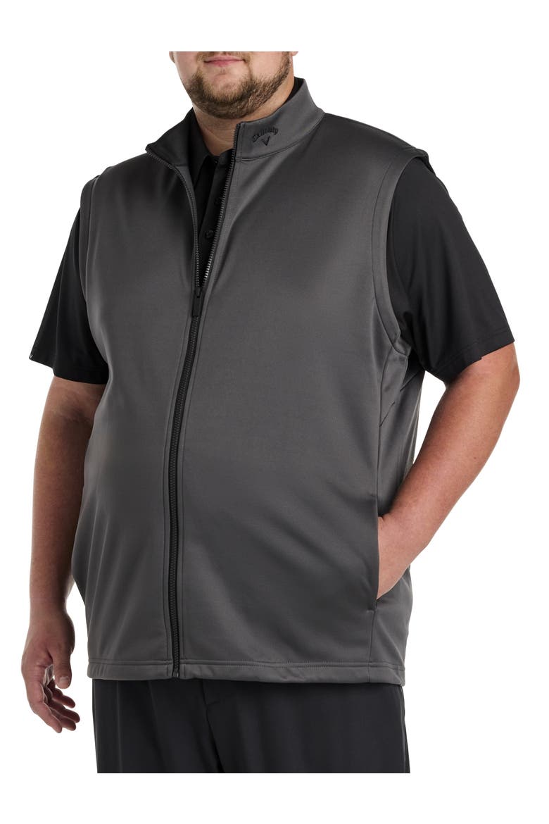 Big & Tall Zip-Front Fleece Vest, Main, color, ASPHALT