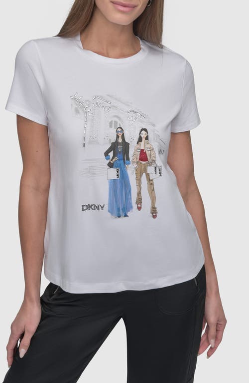 Dkny Met Stairs Coversational Graphic T-shirt In White