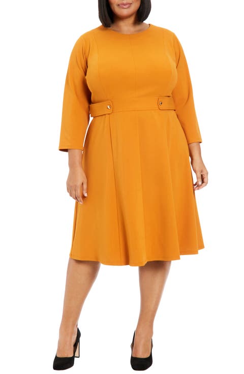 Long Sleeve Seamed Midi Dress (Plus)