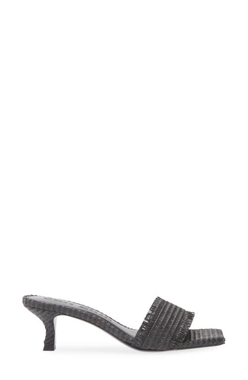 Cult Gaia Ada Frayed Kitten Mule Sandals In Black