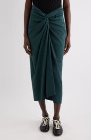 Dries Van Noten Twist Front Cotton Jersey Midi Skirt