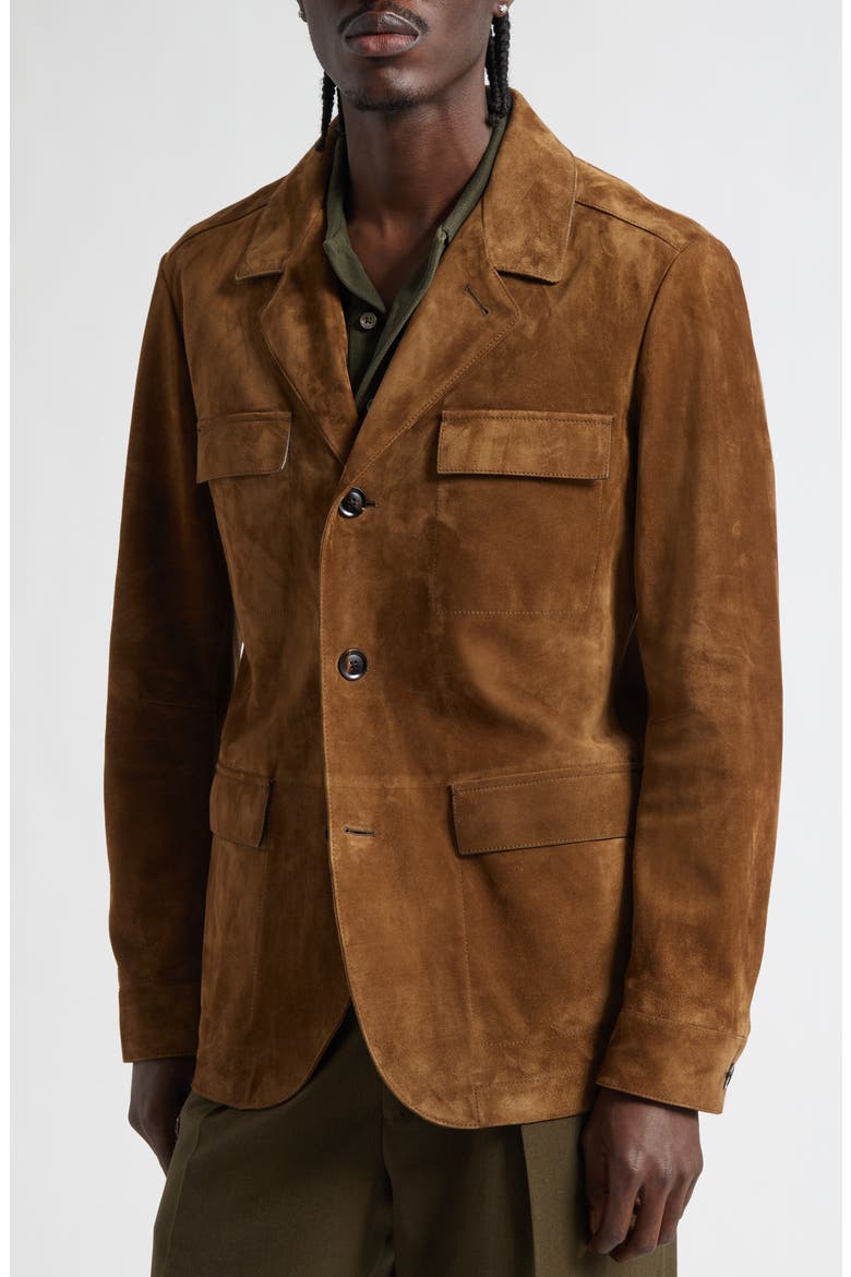 Suede Military Jacket, Alternate, color, TEAK