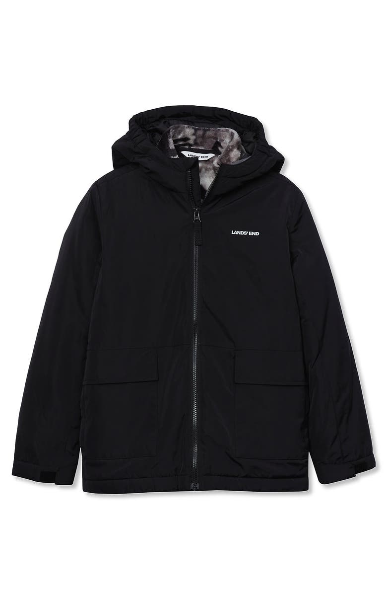 Lands' End Kids Water Resistant Insulated 3 in 1 Jacket, Main, color, Black/Gray Camo