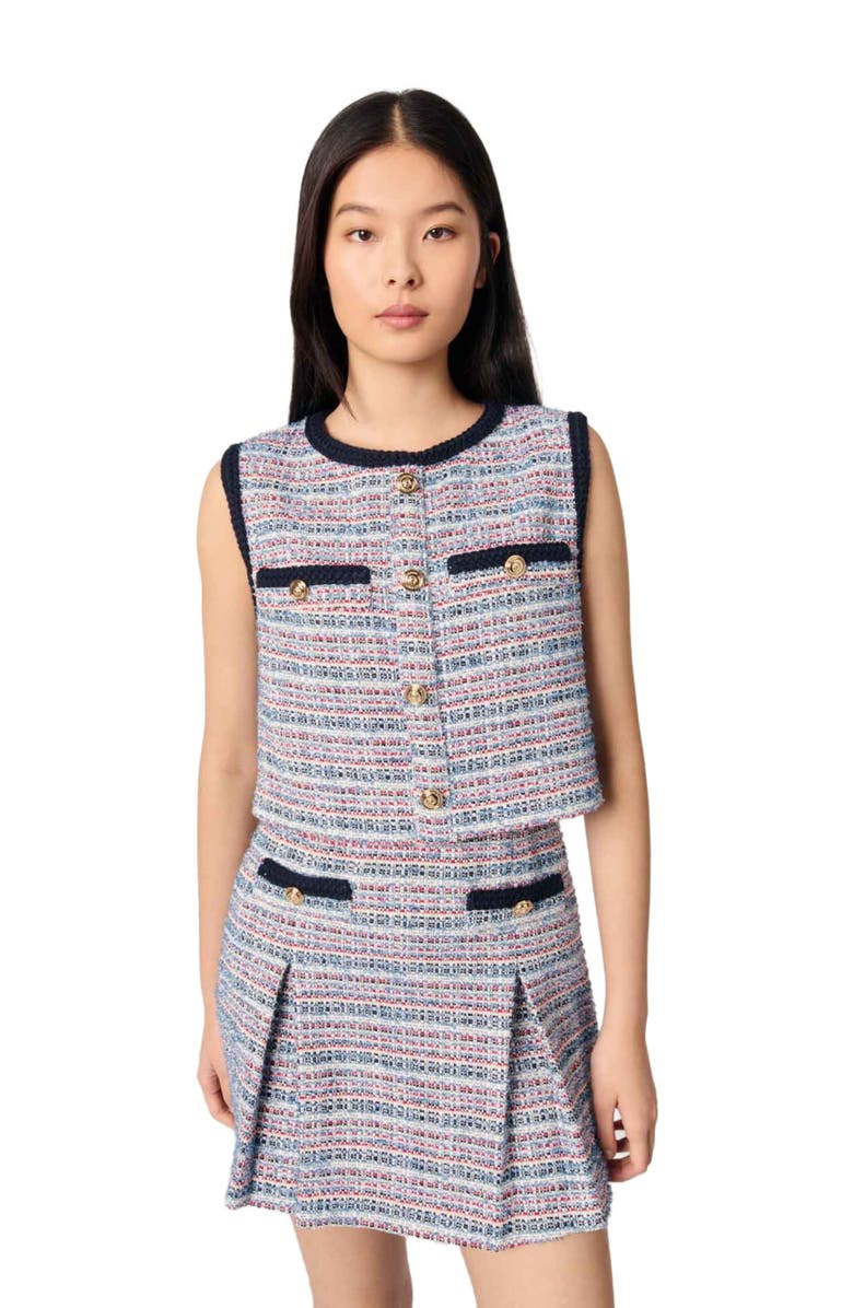 maje Tweed 2-in-1 mini dress, Main, color, 