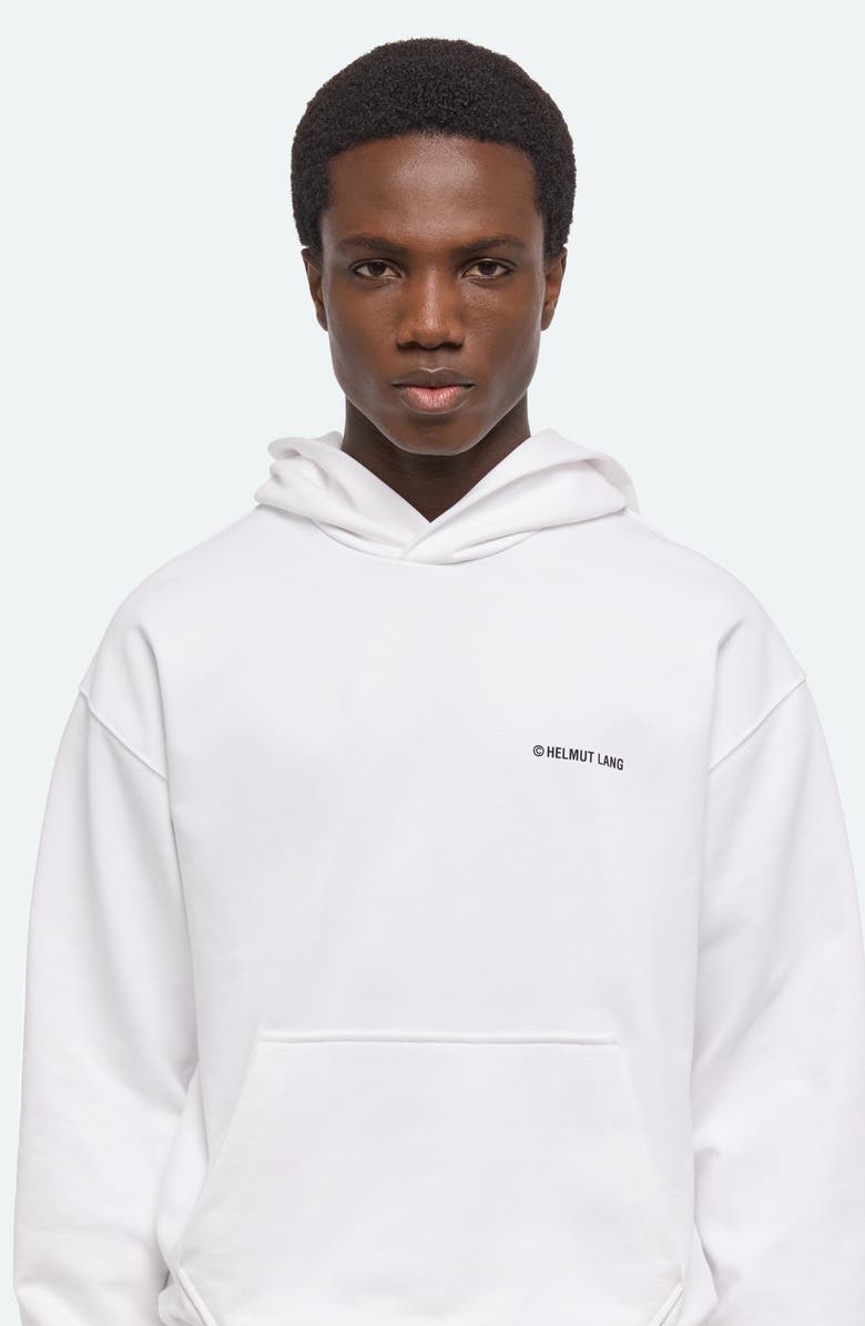 Helmut Lang Plastic Compact Cotton Graphic Hoodie, Alternate, color, White