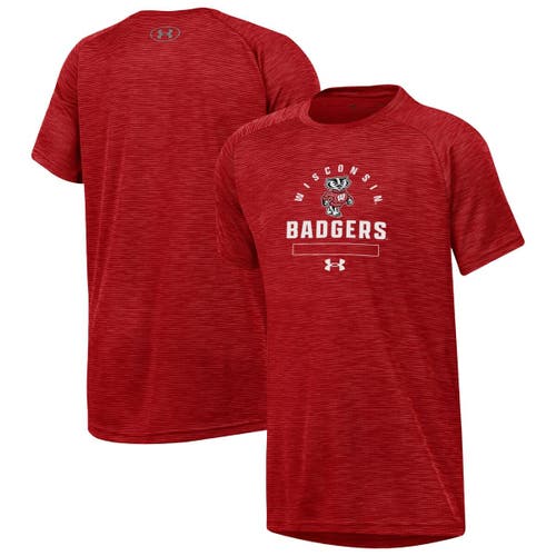 Under Armour Youth Heather Red Wisconsin Badgers Ultra Soft Rye Tech Performance T-shirt In Red