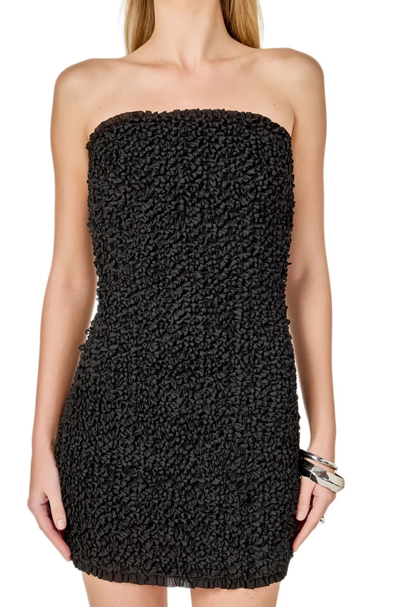 Endless Rose Smock Detail Strapless Minidress, Alternate, color, Black