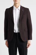 AllSaints Rawdon Slim Fit Burgundy Microcheck Textured Peak Lapel Sport Coat