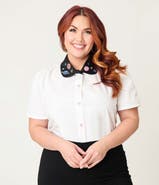 Unique Vintage Plus Size 1940s Collared Blouse