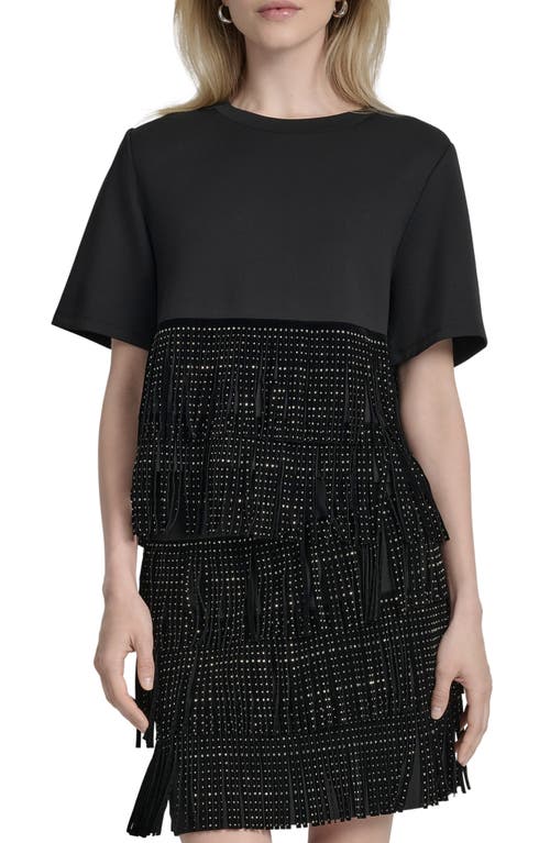 Dkny Stud Fringe T-shirt In Black