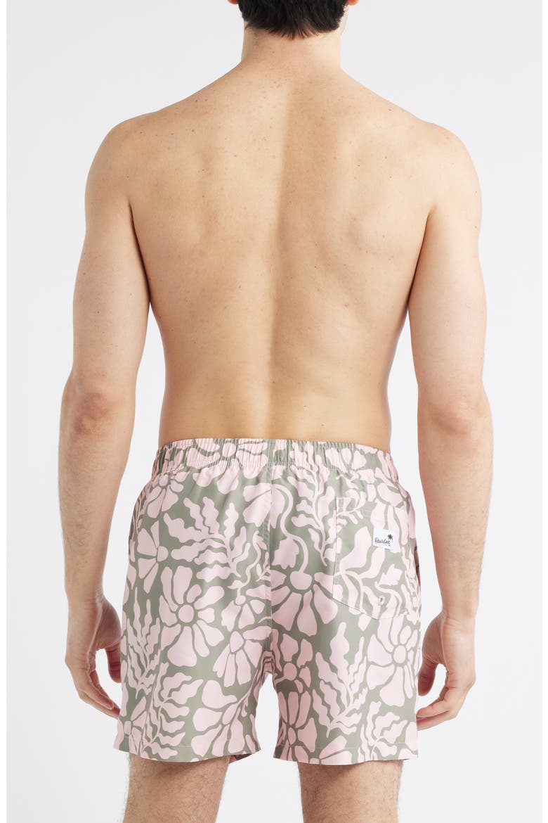 Tropical Floral Swim Trunks, Alternate, color, OLIVE/ PINK