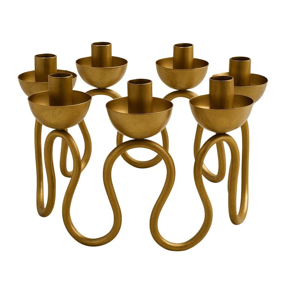 Raiz Studio Vine Candelabrum Hand-cast Metal 7-light Candle Holder In Brown