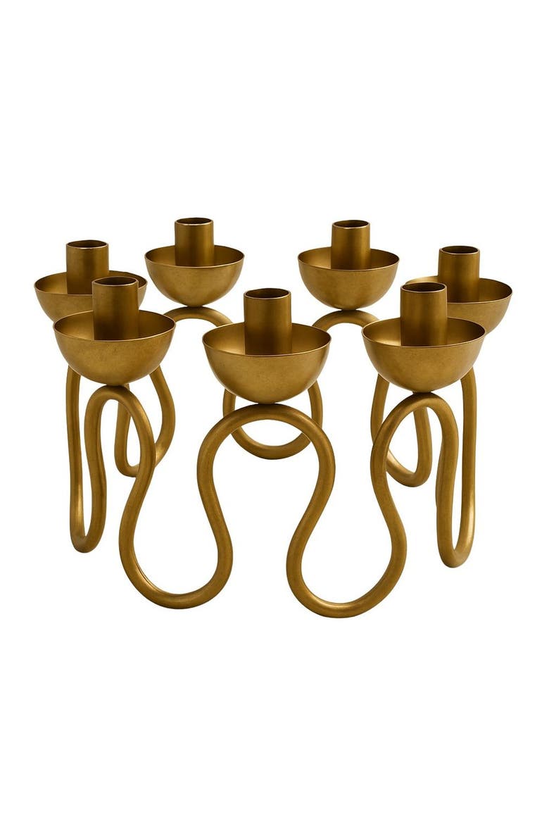 Vine Candelabrum Hand-Cast Metal 7-Light Candle Holder, Main, color, Gold