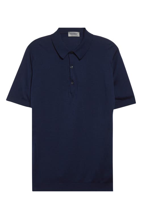 John Smedley Isis Fine Knit Cotton Polo Shirt In Blue